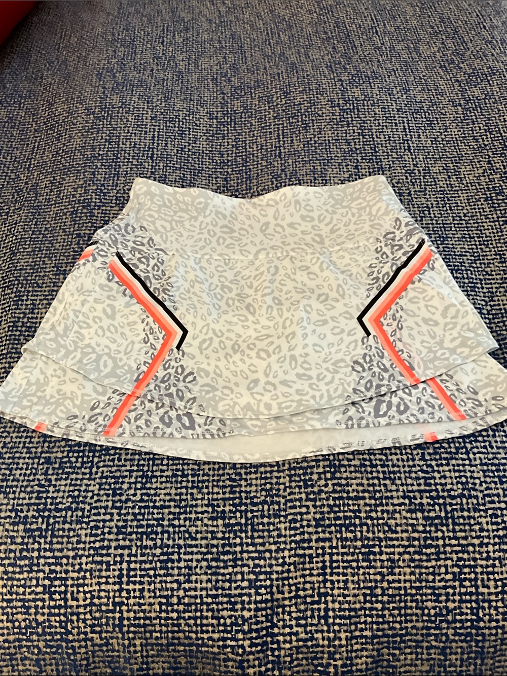 Lucky in Love Gray Leopard Print Skort with Coral and Black Trim